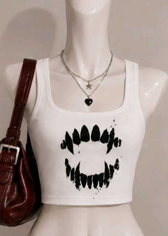 Gothic Vampire Teeth Crop Top