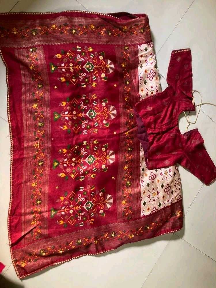 Red Embroidered Saree with Blouse