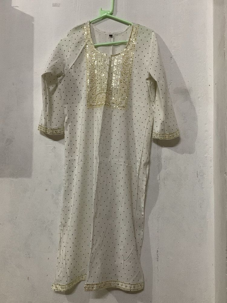 Sparkling White Kurta with Sequins