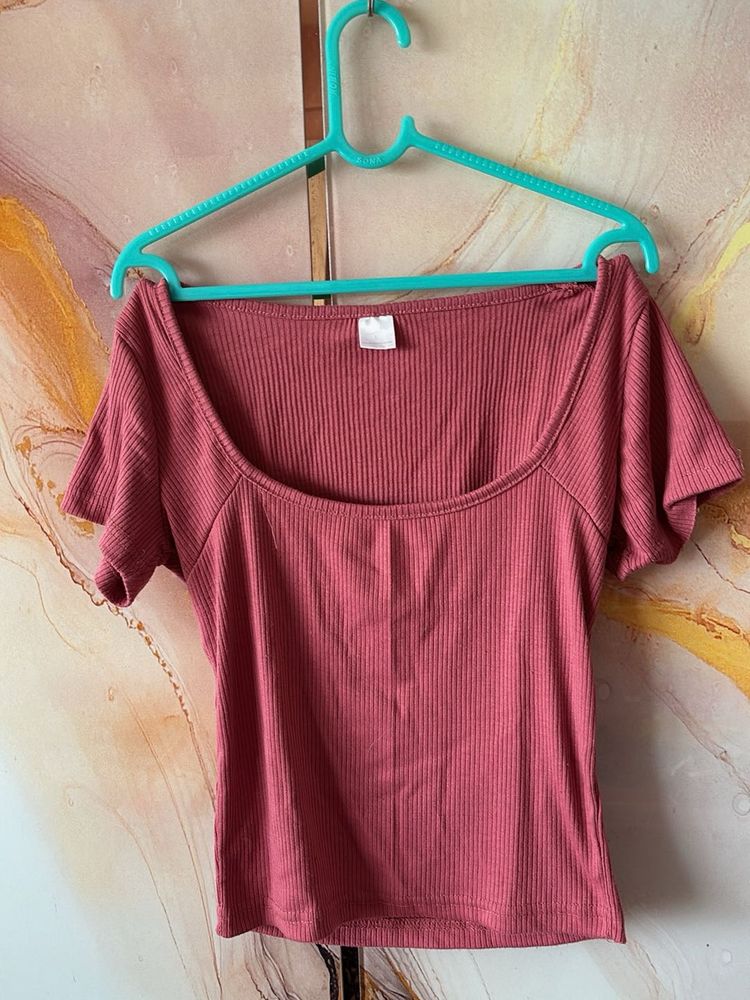 Ribbed Cropped Top - Rose Pink