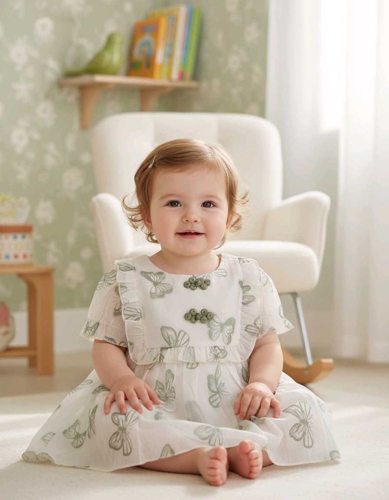 Adorable Butterfly Print Baby Girl Dress