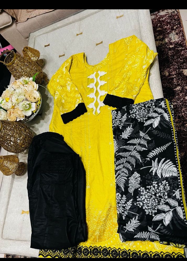 elegant yellow suit patch work