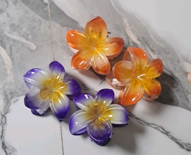 Set of 4 Flower Hair Clips