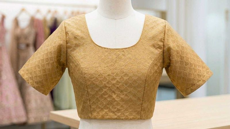 Elegant Gold Brocade Blouse