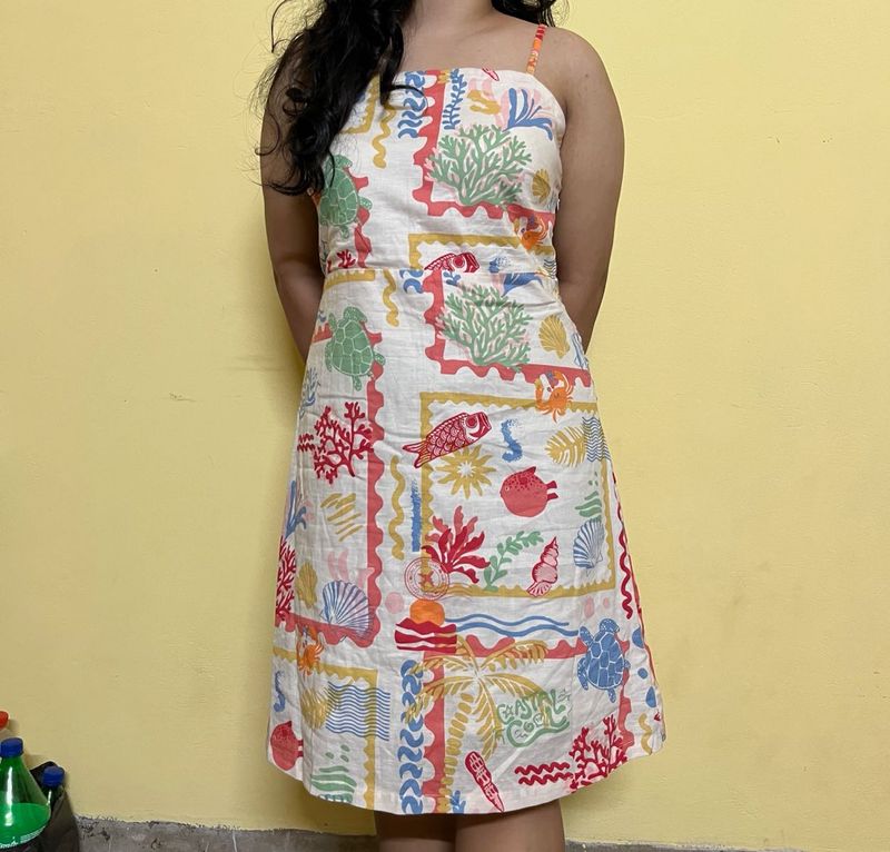 Cute Coastal Print Summer Dress