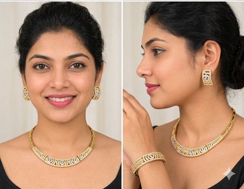 Elegant Gold &amp; Diamond Jewelry Set