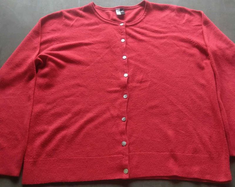 Cozy Red Button-Up Cardigan