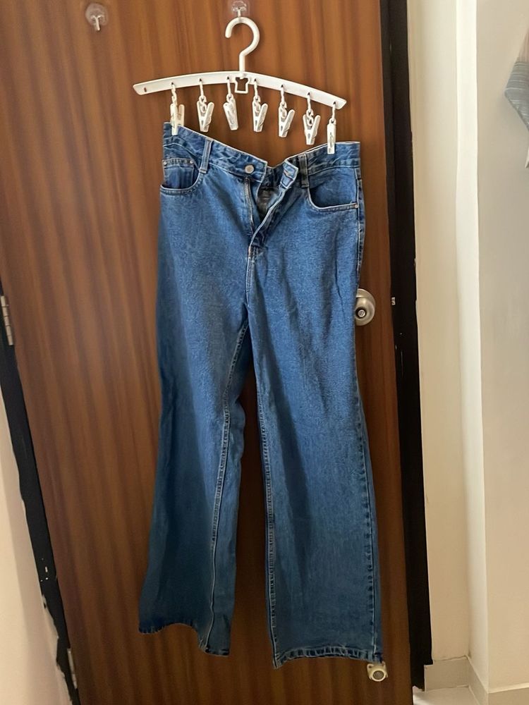 High-Waisted Wide-Leg Denim Jeans