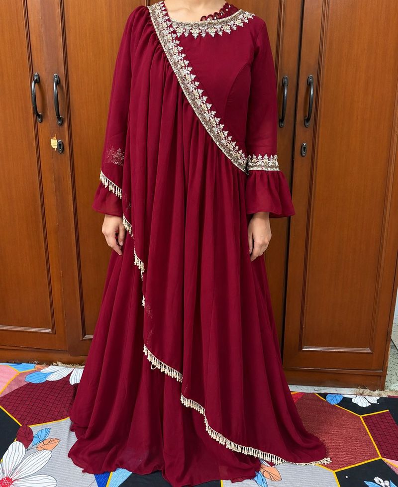 Elegant Maroon Ethnic Gown