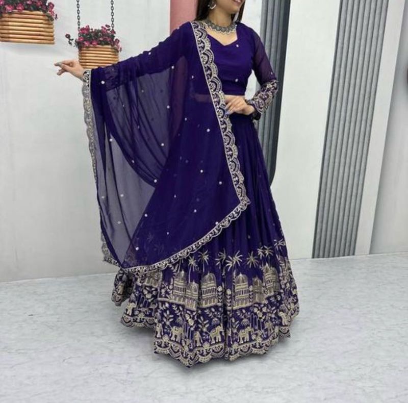 Royal Purple heavy Embroidered Lehenga Choli Set💜