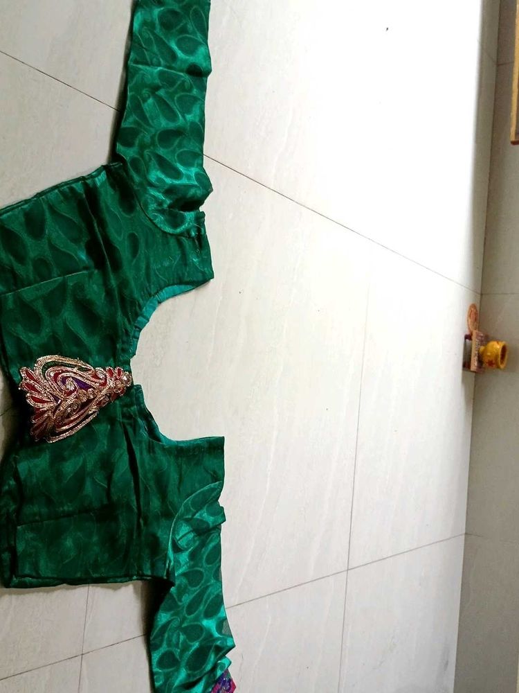 Designer Green Silk Blouse