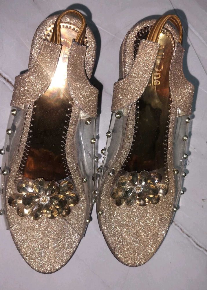 Sparkly Gold Embellished Slingback Heels