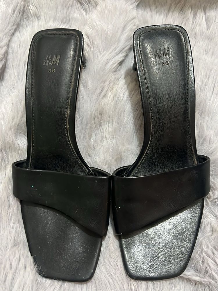 H&amp;M Black Square Toe Heels