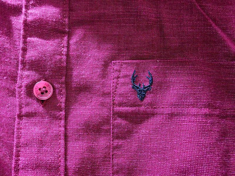 Men's Pink Textured Shirt with Embroidered Logo