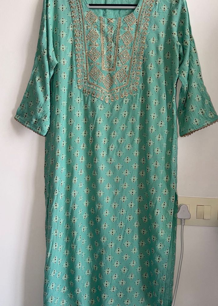 Beautiful Teal Embroidered Kurta