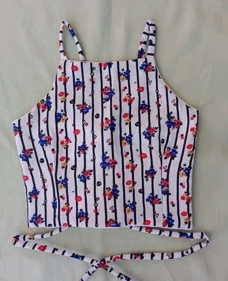 Floral Striped Crop Top All size available