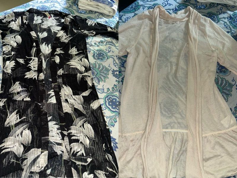 Combo of Women's Black Floral &amp; Cream Cardigan