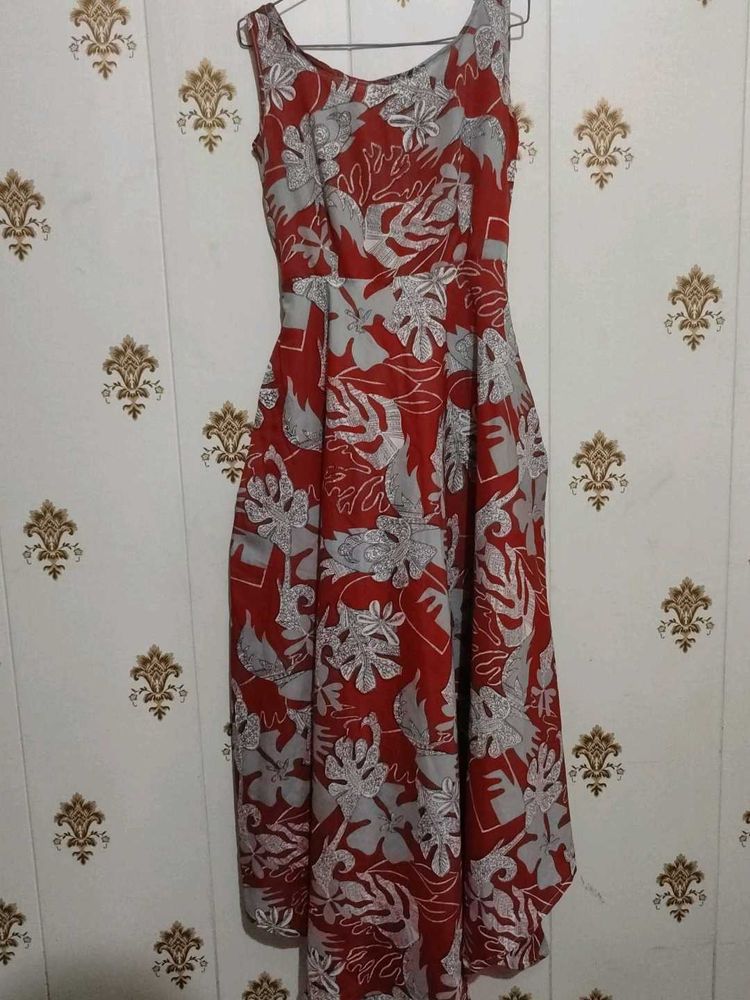 Stylish Red Floral Midi Dress