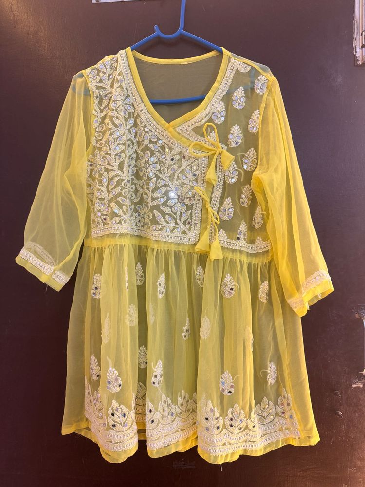 Yellow Embroidered Kurta