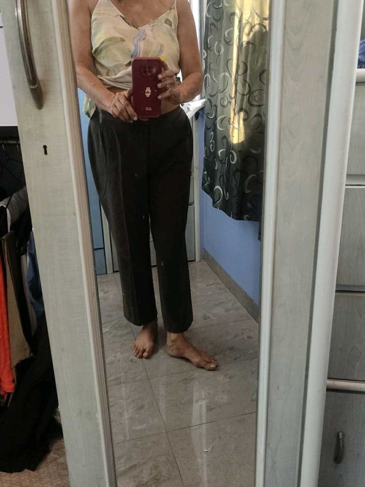 Elegant Dark Brown Straight Leg Pants