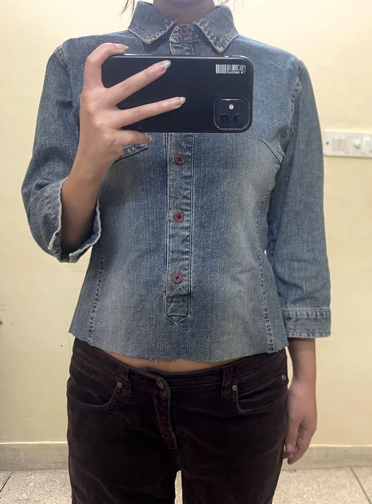 Blue Denim Crop Top