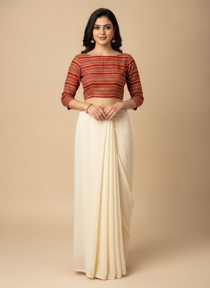 Red Striped Ethnic Blouse