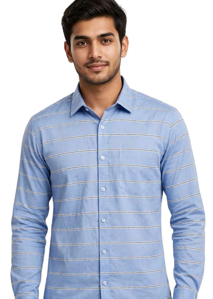 Men's Blue Striped Casual Shirt