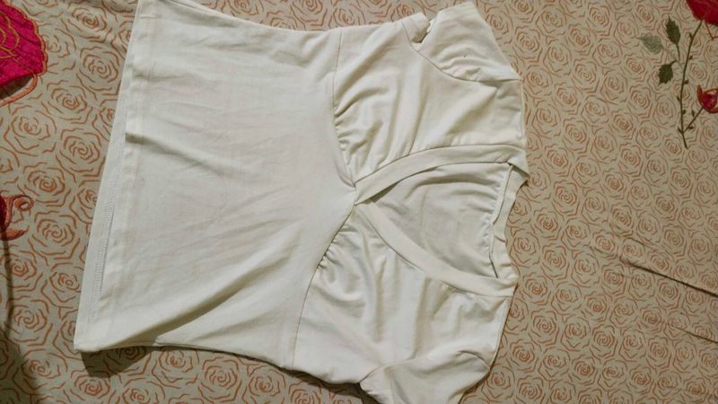 Cream Textured V-Neck Top