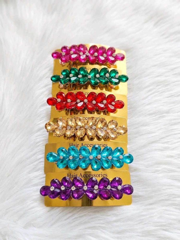 Sparkling Flower Hair Clips Set