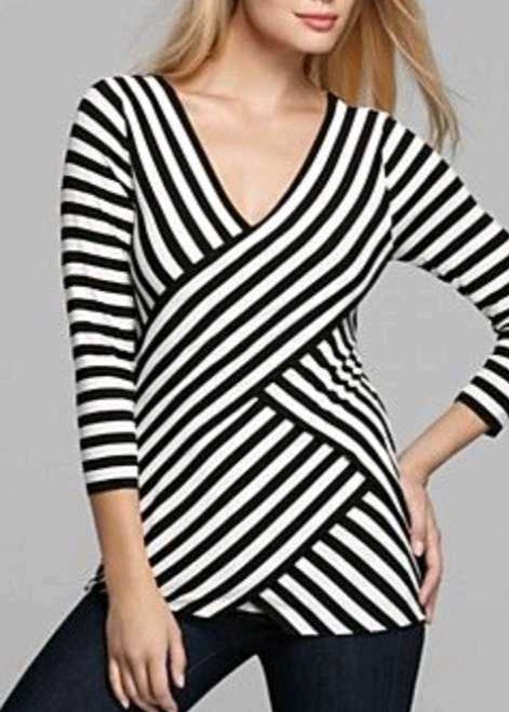 Striped V-neckcTop