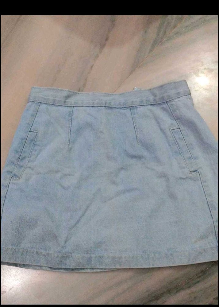 Light Wash Denim Mini Skirt