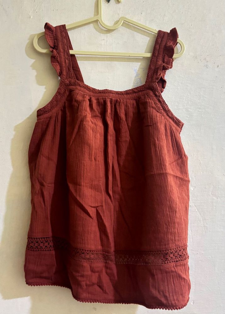 Beautiful Rust Ruffled Top