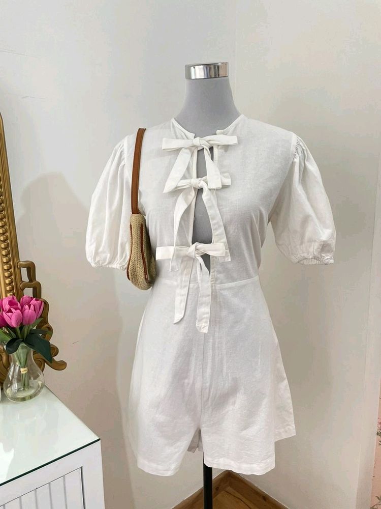 White Bow Romper