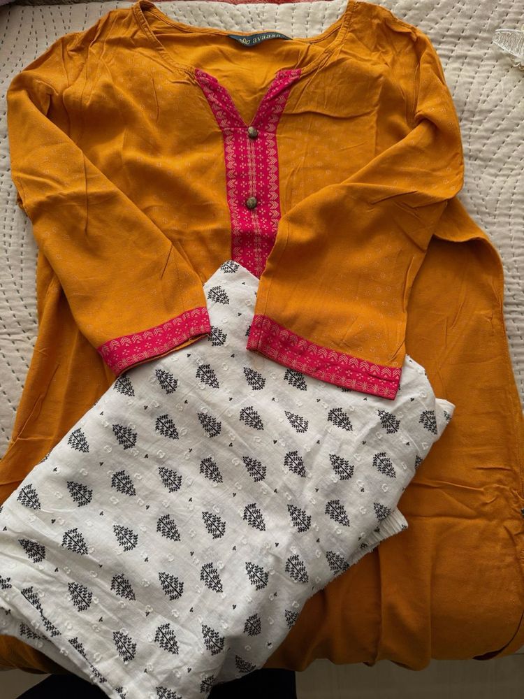 Elegant Mustard Kurta and trouser set (combo)