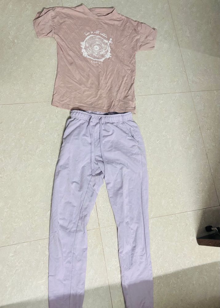Lightweight T-shirt and Lavender Pants Set