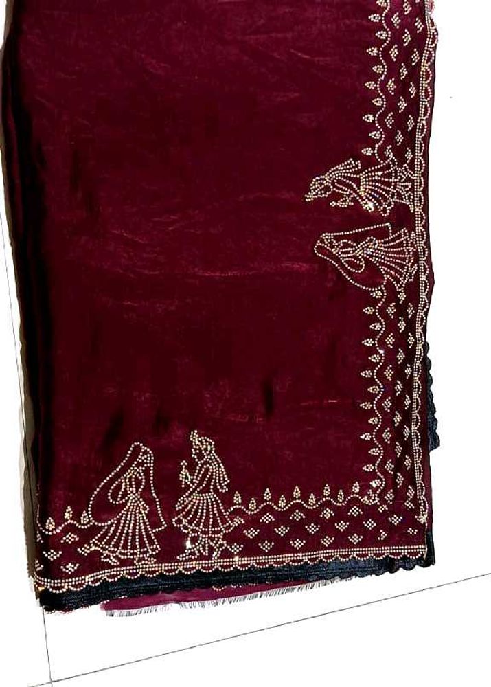Maroon bridal Saree with Embellishments