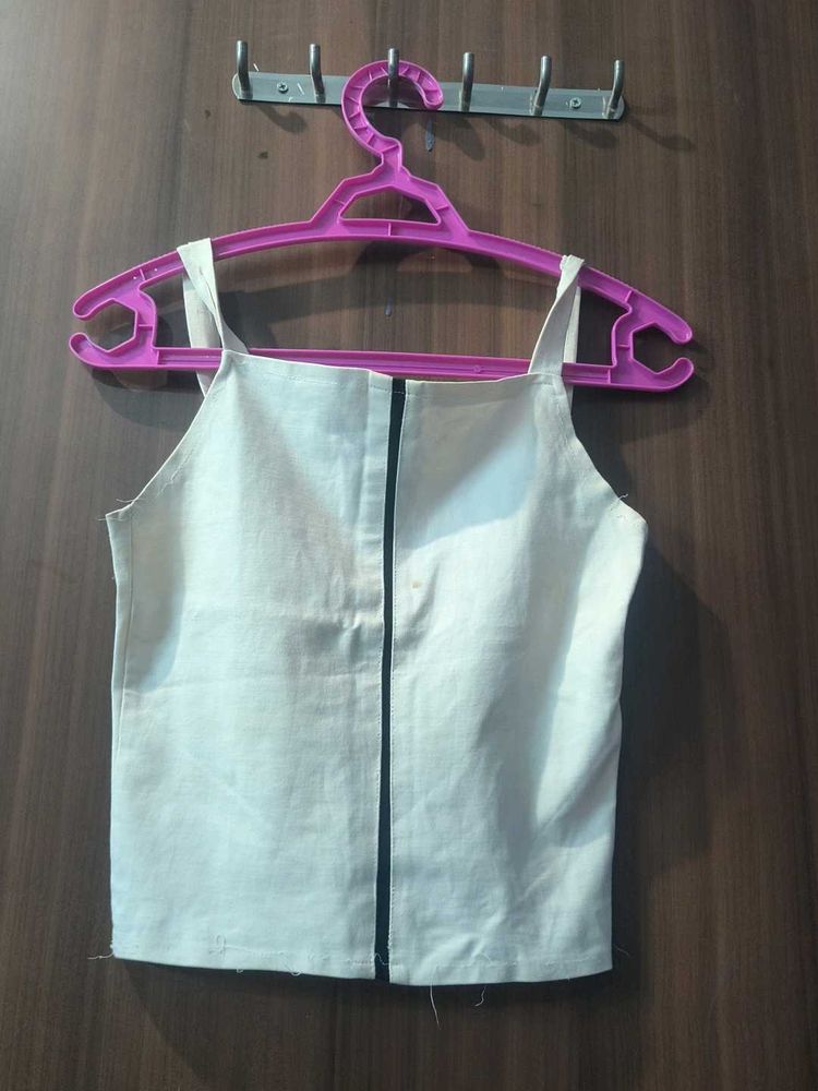 Cream Crop Top with Zipper