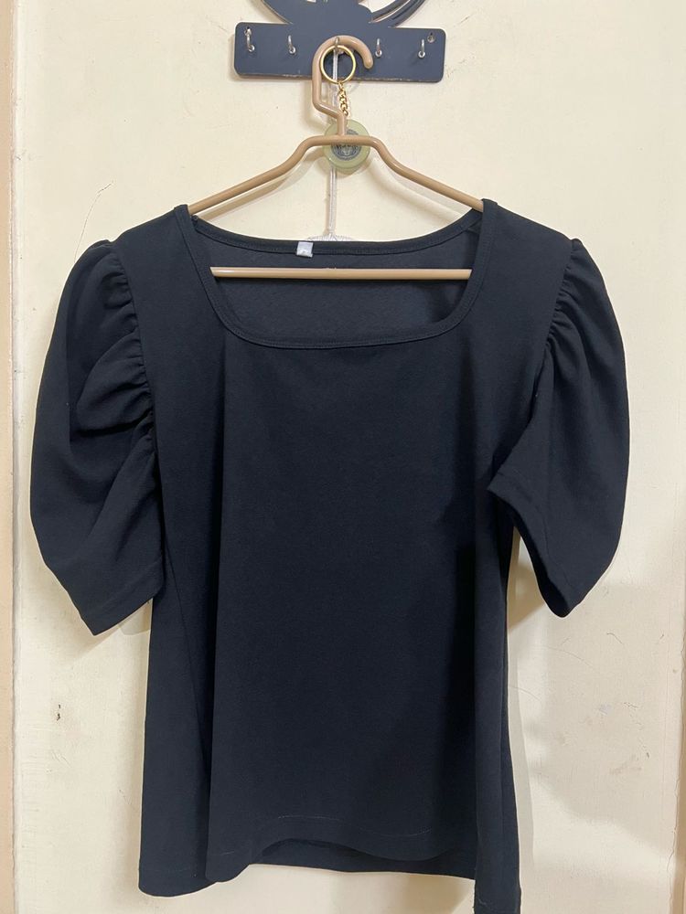 Puff Sleeve Square Neck Top