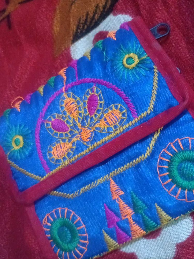 Boho Embroidered Clutch Wallet