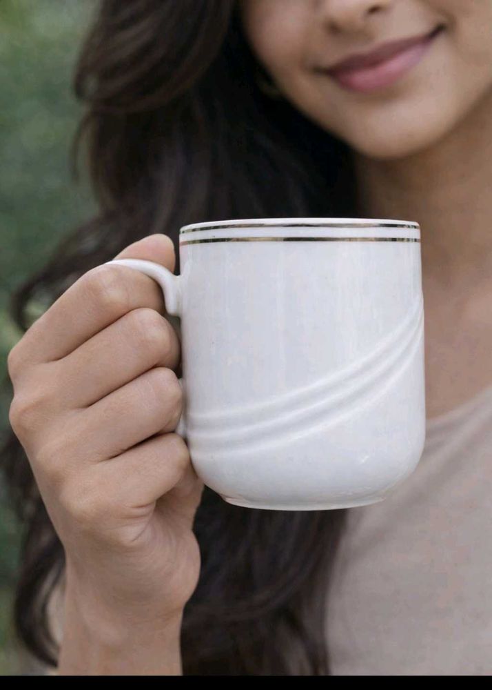 White &amp; Silver Demitasse Cups - Set of 6