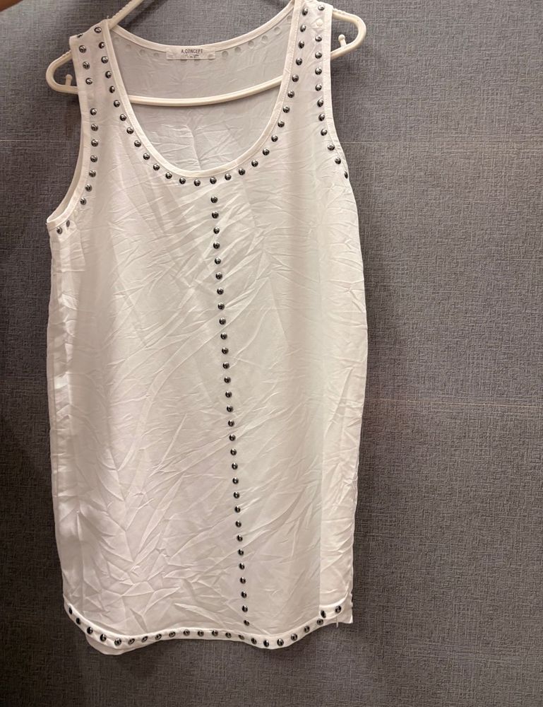 White Studded Tank Top