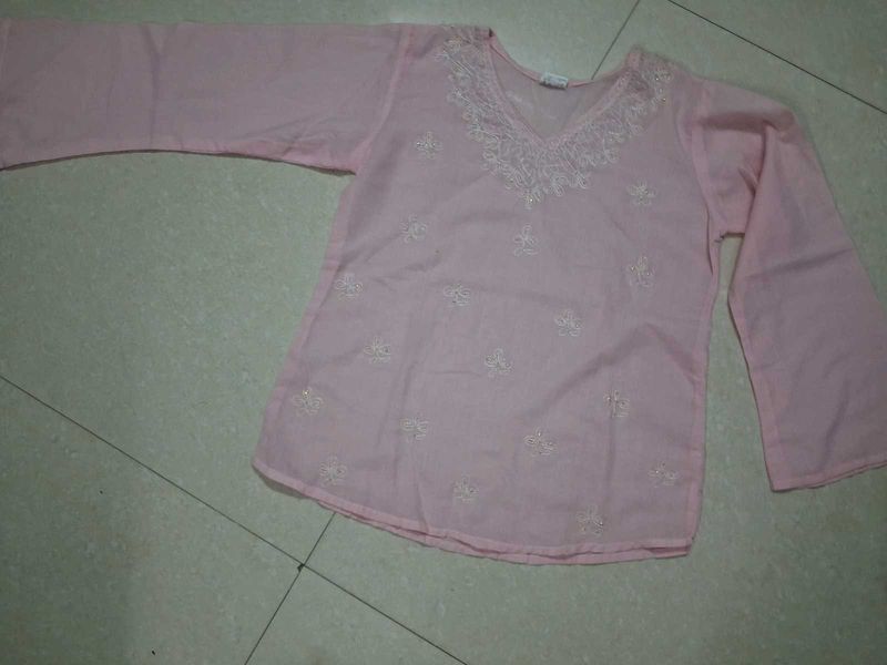 Pink Embroidered Kurta