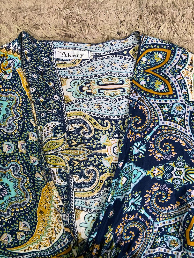 AKERY Paisley Print Wrap Jumpsuit