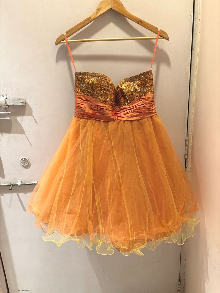 Sparkling Orange Party Dress
