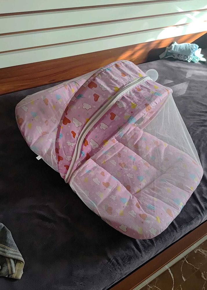 Cute Pink Baby Nest with Mosquito Net