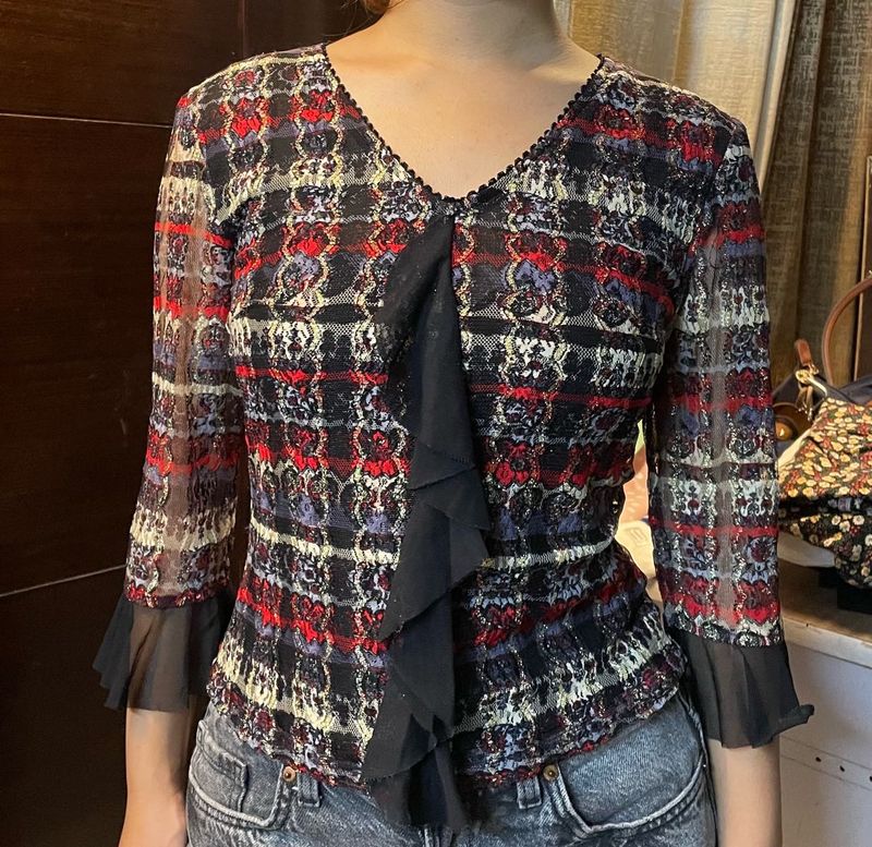 Stylish Ruffled Print Top