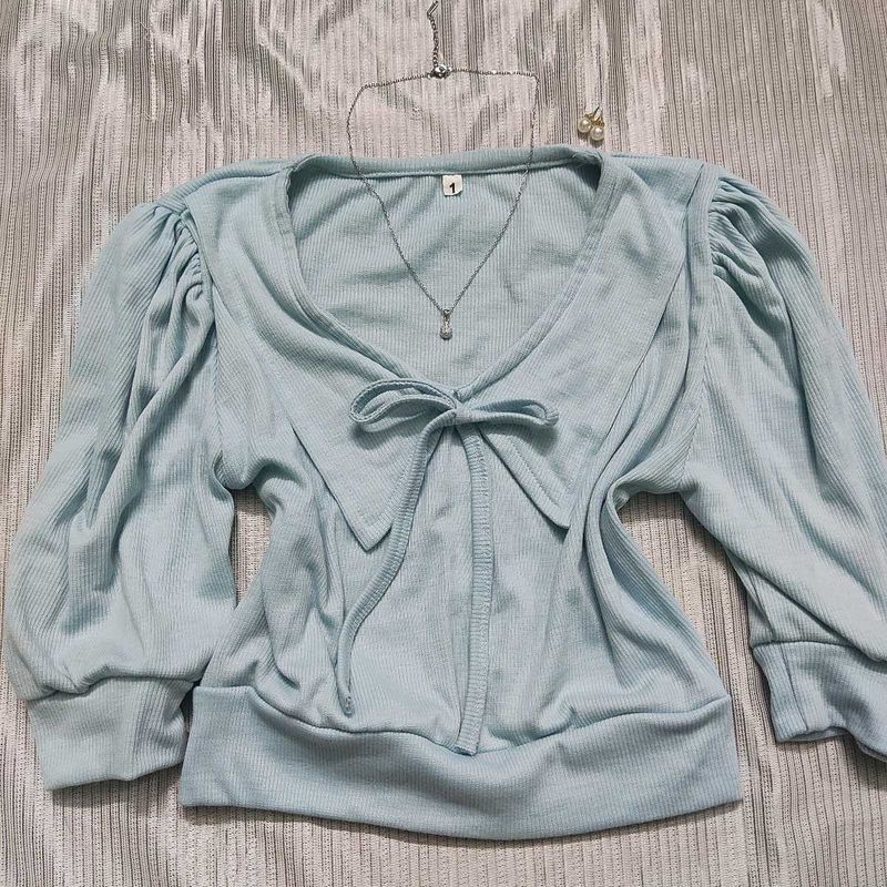soft &amp; cutecore pastel bow top.