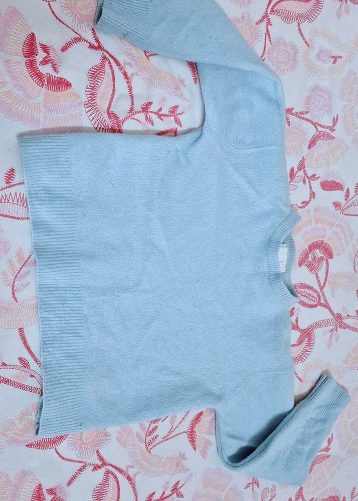 Light Blue Knit Sweater/ woolen crop top