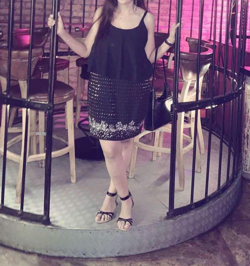 Chic Sequin Black Layered Mini Dress