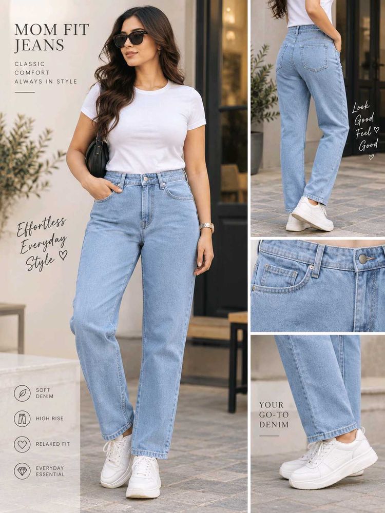 Light Wash Moms Fit Denim Jeans